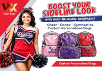 Sac à dos scintillant imperméable pour femmes, personnalisé avec logo brodé, idéal pour la danse, la gymnastique, le cheerleading et l'école