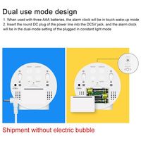 Horloge-réveil numérique LED moderne en plastique avec miroir rond, double fonction, conversion 12/24 heures, utilisation sur bureau