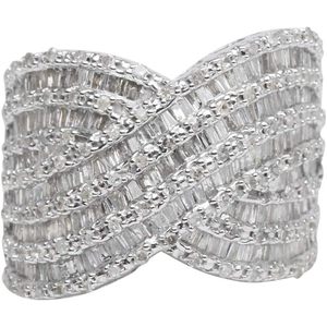 แหวนเพชรเงินแท้ 925 Jewelspaark ทรงบาแกตต์ 2.22 กะรัต สีขาวธรรมชาติ สำหรับผู้หญิง ใส่หมั้น - Product Image 1