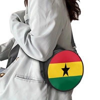 Sac à dos imperméable en PU avec imprimé drapeau national du Ghana pour femme, sac à bandoulière quotidien à double usage, fermeture éclair intérieure