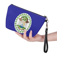 Pochette de voyage en PU avec drapeau national personnalisé du Belize pour voyages d'affaires, rangement de coiffeuse et inventaire de vente au détail