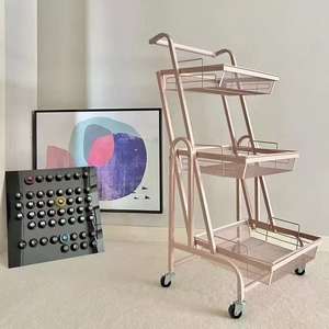 Carrito de Peluquería Moderno de Acero Inoxidable, Mueble de Salón con Ruedas - Product Image 3