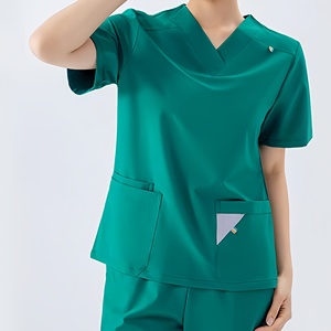 Uniforme médical léger de haute qualité ensembles de travail respirant confortable écologique doux col en v à manches courtes uniformes parfait - Product Image 3