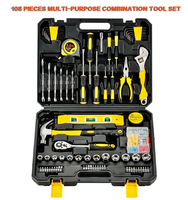 GOLDMOON 121PCS Kit de douilles de réparation automobile Sets d'outils à main Set de clés à douille combinées avec boîte à outils en plastique