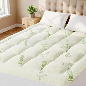 <span class=keywords><strong>Surmatelas</strong></span> rafraîchissant en fibre de bambou – Protège-matelas matelassé 3D et 7D avec housse respirante en viscose pour les personnes ayant chaud la nuit - Product Image 1