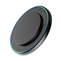 Chargeur sans fil fin avec anneau lumineux intelligent et détection d'objets étrangers, chargeur de téléphone rond pour chambre, bureau, voyage