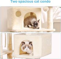 Grand arbre à chat multi-niveaux écologique avec poteaux à gratter recouverts de sisal, 2 condos en peluche plus grands, hamac pour chatons, en carton et bois