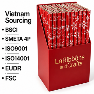 Factory Audits <b>Christmas</b> <b>Wrapping</b> <b>Paper</b> Set Of 3 Eco-friendly Art <b>Paper</b> Roll PDQ Display Box - Product Image 1