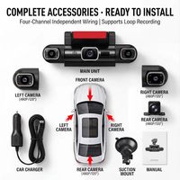 Caméra embarquée à quatre canaux et trois objectifs avec écran tactile, enregistrement 1080P + 3x480P, Wi-Fi intégré, détection de gravité, écran IPS HD de 3 pouces