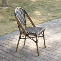 Chaise de bistrot en rotin tressé de style parisien pour café et restaurant, mobilier de salon extérieur