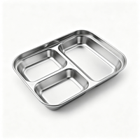 Vajilla Moderna de Alta Calidad, Platos Compartimentados para Comedor Escolar, Bandeja de Comida Rápida de Acero Inoxidable SUS 304