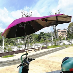 Parapluie de vélo manuel pour scooter électrique Revêtement noir Pare-soleil épais pour le voyage Polyester pour moto et vélo - Product Image 1