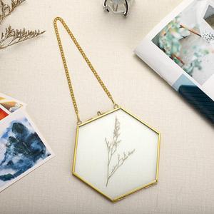 <span class=keywords><strong>Marco</strong></span> DE FOTOS colgante de cristal dorado de pared hexagonal, <span class=keywords><strong>marco</strong></span> flotante con cadenas - Product Image 5