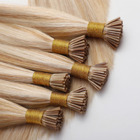 Extensions de cheveux naturels 100% véritables à pointe I, double épaisseur, cuticules alignées, vierges Remy, blondes avec mèches, à pointe kératine, vente en gros