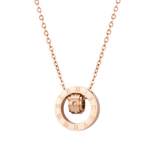 Collar de doble anillo con diamantes chapado en oro de 18 quilates estilo coreano para mujer, cadena corta para clavícula, regalo, joyería de moda. - Product Image 5