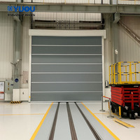 Puerta Rápida Enrollable de PVC Azul Flexible para Cuartos Limpios Industriales