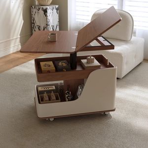 Mesa de Centro de Madera Móvil de Estilo Moderno, Venta Directa de Fábrica, Altura Ajustable, Muebles para Sala de Estar, Carrito Móvil - Product Image 1