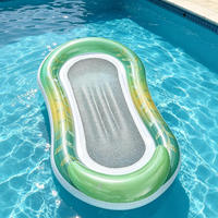 Chaise longue gonflable dégradée prête à être expédiée à l'international, flotteur de piscine pliable en PVC pour une personne avec filet pour adultes