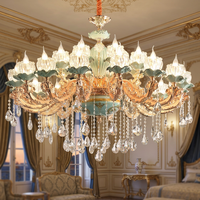 Lustres en céramique de cristal de luxe européen Lumières suspension de fleur simple pour la maison Hôtel Villa Décoration de chambre