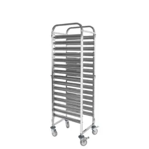 High Quality Stainless Steel 201 15 Storeys Gastronorm Pan Bakery Bread Rack Truck Loading Trolley