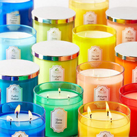 Bougie parfumée en cire de soja de haute qualité, avec pot en verre et couvercle en céramique, support en bois pour coffret cadeau