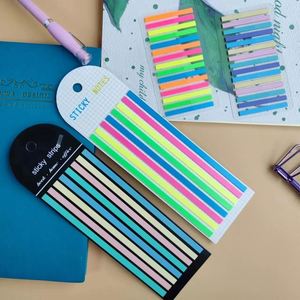 Juego de notas transparentes con índice de PET, 160 + 300 hojas, tira de pegatinas fluorescentes rectangulares pequeñas, suministros para oficina y escuela, papelería - Product Image 3