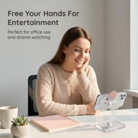 Support de téléphone en acrylique personnalisé, réglable en hauteur, rotatif et pliable, pour la maison et le bureau, idéal pour regarder des films