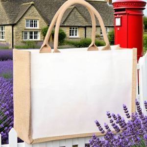 Jute Cotton Tote <b>Bag</b> 12.6 X 8.3 X 5.1 Inch Reusable Beach Grocery <b>Bag</b> Logo Perfect Bridesmaid Wedding <b>Gift</b> - Product Image 2