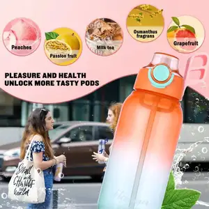 1000ml Fruit Fragrance Water Bottle Flavouring Water Bottle With Scented Pods Gym Fitness Weight Loss Leakproof Flip Lid Cap