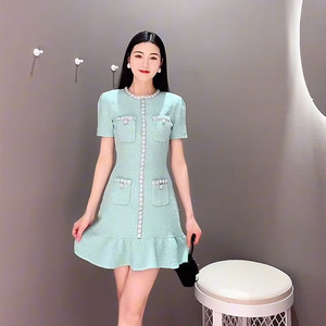 High-end <strong>Mint</strong> Green Short <strong>Dress</strong> Fashion Ruffled Fashion Knit <strong>Dress</strong> Sandro <strong>Dress</strong> Women - Product Image 3