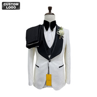 Costume de Mariage Homme Élégant 3 Pièces Slim Fit Noir Blazer à Un Bouton Gilet Pantalon Col Châle Luxe Ensembles Complets Garçons d'Honneur Grandes Tailles
