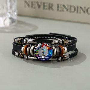 Bracelet en similicuir rétro multi-couches avec emblème fédéral États-Unis Canada Mexique, idéal pour les fans de football 2026, bijou unisexe tendance, cadeau parfait - Product Image 1
