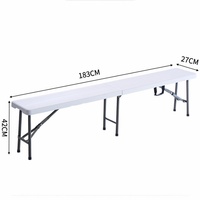Table pliante d'extérieur en métal 180*30*43.5cm avec pieds de table, ensemble table et chaises pliantes pour réunions, dîners et conférences, idéal pour la location événementielle