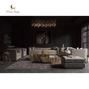 Juego de Muebles de Sala de Estar de Alta Calidad, Diseño de Lujo en Terciopelo Italiano Dorado, Sofá de 3 Plazas, Compre Sofá de China - Product Image 2
