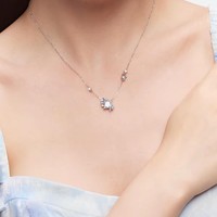 Kalung Kristal Tembaga Hydrangea Wanita Mewah Ringan Zirkon Bunga Choker Rantai Bambu Modis Serbaguna