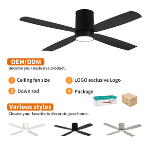 Bán Buôn Thay Đổi Độ Sáng Ánh Sáng Tường Điều Khiển 4 Lưỡi Màu Đen Hiện Đại Điện Trần Gắn Fan Với Ánh Sáng - Product Image 6