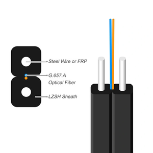 ไฟเบอร์ออปติก1 2 4คอร์โหมดเดี่ยว <span class=keywords><strong>LSZH</strong></span> PVC 2F FTTH สายเคเบิลใยแก้วนำแสงราคาต่อเมตรสายเคเบิลใยแก้วนำแสงสำหรับใช้ในร่ม