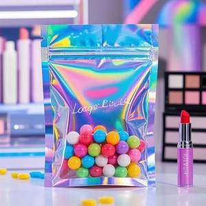 Custom Gravure Printed Rainbow Holographic <b>Ziplock</b> Stand up Pouch Mylar <b>Bags</b> Moisture-Proof Reusable Packaging for Pet Food - Product Image 4