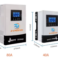 60W 80W 160W 12v 24v 10A 20A Contrôleur de charge solaire intelligent MPPT PWM pour lampadaire solaire