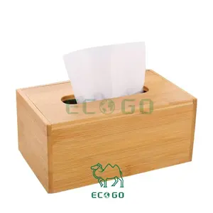Boîte à mouchoirs en bambou en bois 100% Nature porte-serviettes avec logo personnalisé pour comptoir de table à manger vente en gros - Product Image 4