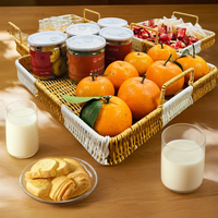 Panier de rangement en rotin tressé à la main de luxe personnalisé pour la maison, en plastique, pour pain, fruits, vêtements, petit panier de rangement en rotin