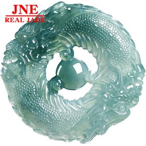 Pendentif en jade bleu naturel de <span class=keywords><strong>type</strong></span> A, dragon de l'eau, garçon <span class=keywords><strong>rencontre</strong></span> fille, marque Dragon, zodiaque dragon, affaires florissantes, pierre de jade glacée pour hommes et femmes - Product Image 5