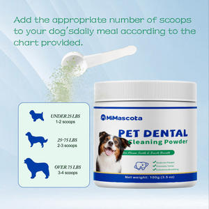 Vente en gros Private Label 100g Poudre de nettoyage dentaire pour animaux de compagnie Complément de blanchiment des dents pour chien pour éclaircir les sourires Prévenir le tartre dentaire - Product Image 3