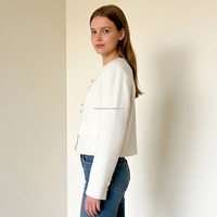 Chaqueta de Tweed Ripley Corta sin Cuello Personalizada para Mujer, Ropa de Trabajo de Oficina para Damas