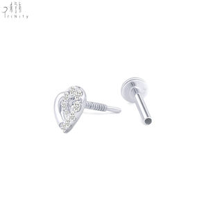 Produits de gros de haute qualité, design tendance, bijoux romantiques en forme de cœur, boucles d'oreilles à piercing unique en or massif 14 carats avec diamant naturel - Product Image 3