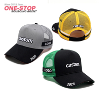 Topi Trucker Ujoy Gift OEM Laris Manis, 5 Panel, Bordir 3D, Jaring, Kapas, Lengkung, Terstruktur, Penutup Dapat Disesuaikan