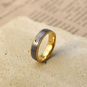 Men's Pure <b>Titanium</b> Two Tone <b>Ring</b> Geometric Design Bezel Setting Everyday Wear - Product Image 3