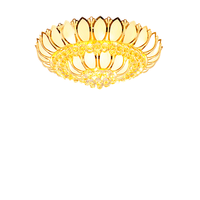 Lustre rond en cristal LED tendance, forme de fleur de lotus bouddhiste, luminaires pour hôtel et salon