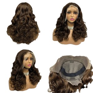 Perruque bouclée longue de 18 pouces avec dentelle frontale 13x4, style populaire des influenceurs, peut être portée droite, inclinée ou volumineuse - Product Image 1