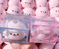 Jouet anti-stress mignon en forme de phoque, jouet à presser en PU à récupération lente, boîte en PVC, vente en gros